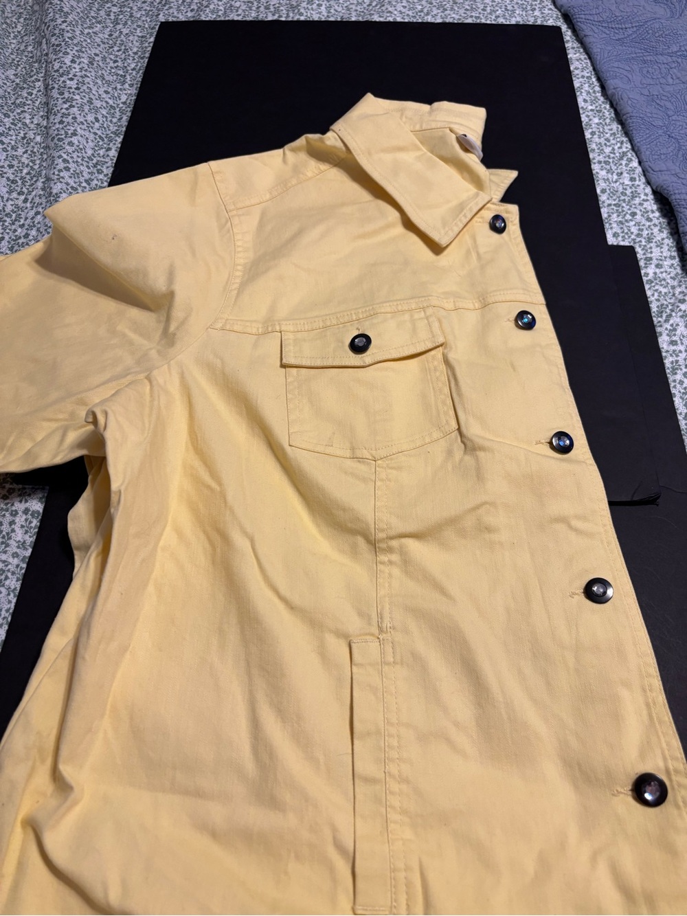 Denim & Co. Women’s Yellow Denim Jacket - Size 3X - Button Front Utility Style